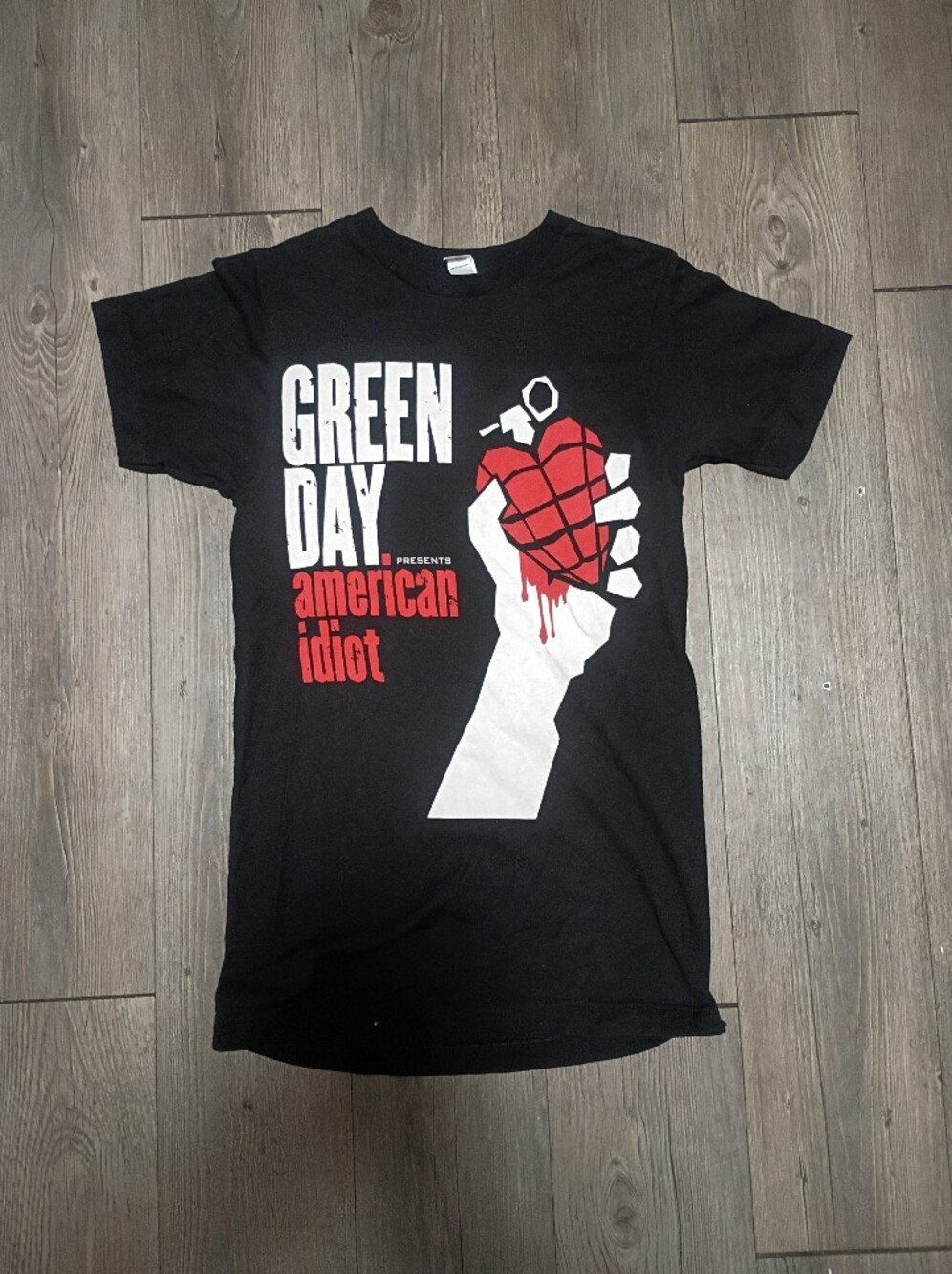 Black Band Tee with Red Heart Grenade Graphic